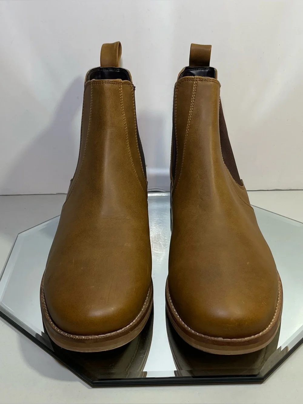 Men’s Crevo Leather Ankle Boots Booties, US Size 10.5 Dubray Chestnut Brown